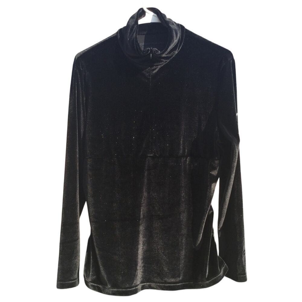 Obermeyer Womens Velvet Popover Size Large Black Vail Colorado Sportswear Fleece